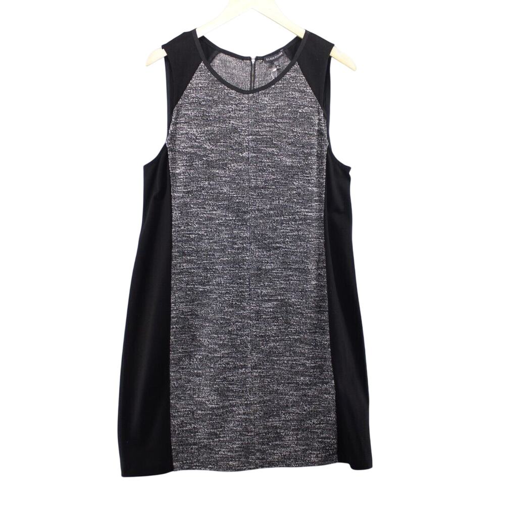 Eileen Fisher NWT Tweedy Cotton Color Block Panels Black XL Sleeveless Dress